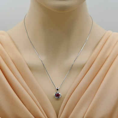 Created Ruby Sterling Silver Cirque Pendant Necklace