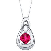 Created Ruby Sterling Silver Sungate Pendant Necklace