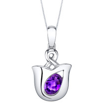 Amethyst Sterling Silver Tulip Pendant Necklace