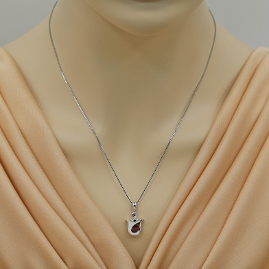 Garnet Sterling Silver Tulip Pendant Necklace