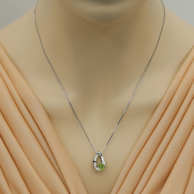Peridot Sterling Silver Slider Pendant Necklace