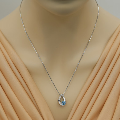 Swiss Blue Topaz Sterling Silver Slider Pendant Necklace