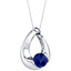 Created Sapphire Sterling Silver Slider Pendant Necklace
