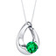 Simulated Emerald Sterling Silver Slider Pendant Necklace
