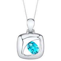 Swiss Blue Topaz Sterling Silver Sculpted Pendant Necklace