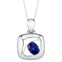Created Sapphire Sterling Silver Sculpted Pendant Necklace