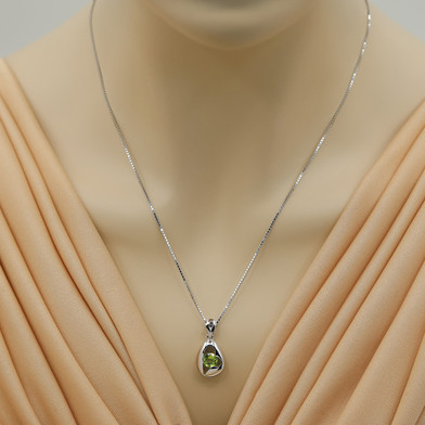 Peridot Sterling Silver Minimalist Pendant Necklace