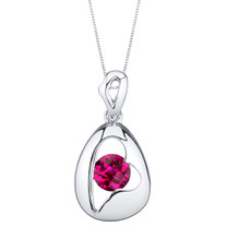 Created Ruby Sterling Silver Minimalist Pendant Necklace