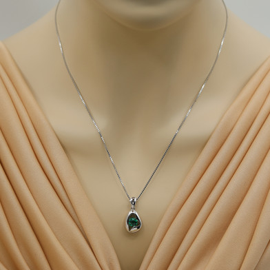 Simulated Emerald Sterling Silver Minimalist Pendant Necklace