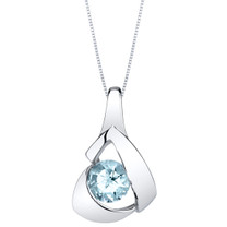 Aquamarine Sterling Silver Chiseled Pendant Necklace