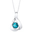 London Blue Topaz Sterling Silver Chiseled Pendant Necklace