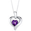 Amethyst Sterling Silver Heart in Heart Pendant Necklace