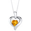 Citrine Sterling Silver Heart in Heart Pendant Necklace