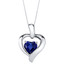 Created Sapphire Sterling Silver Heart in Heart Pendant Necklace