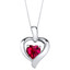 Created Ruby Sterling Silver Heart in Heart Pendant Necklace