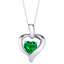 Simulated Emerald Sterling Silver Heart in Heart Pendant Necklace