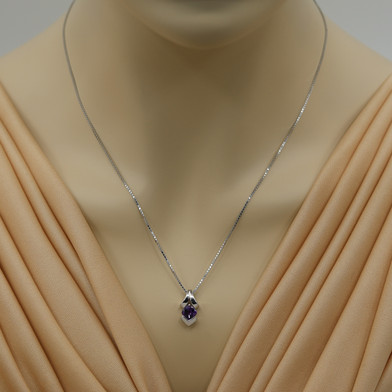 Amethyst Sterling Silver Pagoda Pendant Necklace