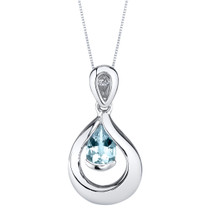 Aquamarine Sterling Silver Raindrop Pendant Necklace