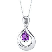 Amethyst Sterling Silver Raindrop Pendant Necklace