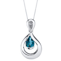 London Blue Topaz Sterling Silver Raindrop Pendant Necklace