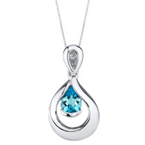 Swiss Blue Topaz Sterling Silver Raindrop Pendant Necklace
