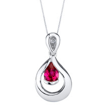 Created Ruby Sterling Silver Raindrop Pendant Necklace