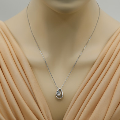 Aquamarine Sterling Silver Wave Pendant Necklace