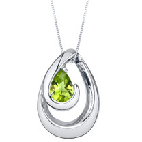 Peridot Sterling Silver Wave Pendant Necklace