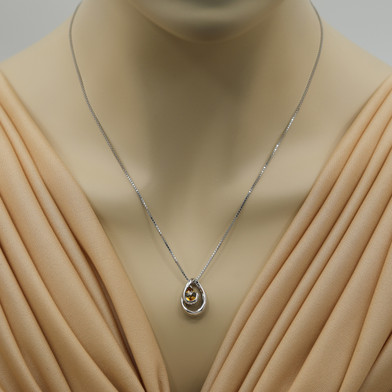 Citrine Sterling Silver Wave Pendant Necklace