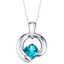 Swiss Blue Topaz Sterling Silver Cushion Cut Orbit Pendant Necklace