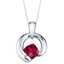 Created Ruby Sterling Silver Cushion Cut Orbit Pendant Necklace