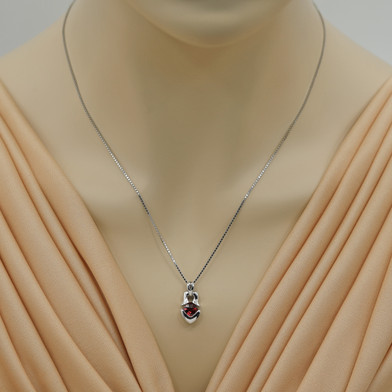 Garnet Sterling Silver Tumi Pendant Necklace