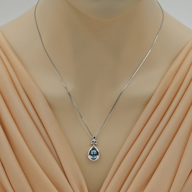 Swiss Blue Topaz Sterling Silver Cascade Pendant Necklace