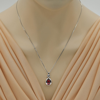 Created Ruby Sterling Silver Cascade Pendant Necklace