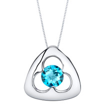 Swiss Blue Topaz Sterling Silver Trinity Knot Pendant Necklace