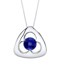 Created Sapphire Sterling Silver Trinity Knot Pendant Necklace