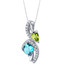 London Blue Topaz and Peridot Sterling Silver Ellipse Pendant Necklace