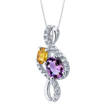 Amethyst and Citrine Sterling Silver Chorus Pendant Necklace