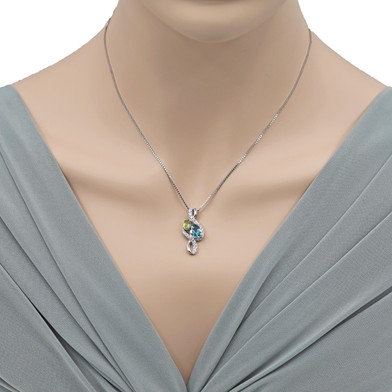 London Blue Topaz and Peridot Sterling Silver Chorus Pendant Necklace