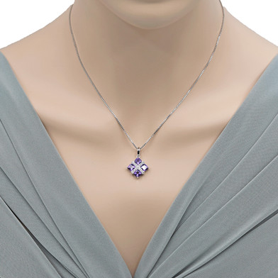 Amethyst Quad Pendant Necklace in Sterling Silver