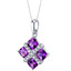 Amethyst Quad Pendant Necklace in Sterling Silver
