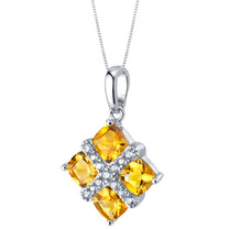 Citrine Quad Pendant Necklace in Sterling Silver