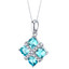 Swiss Blue Topaz Quad Pendant Necklace in Sterling Silver