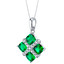Simulated Emerald Quad Pendant Necklace in Sterling Silver