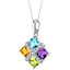 Amethyst Peridot Citrine Blue Topaz Quad Pendant Necklace in Sterling Silver