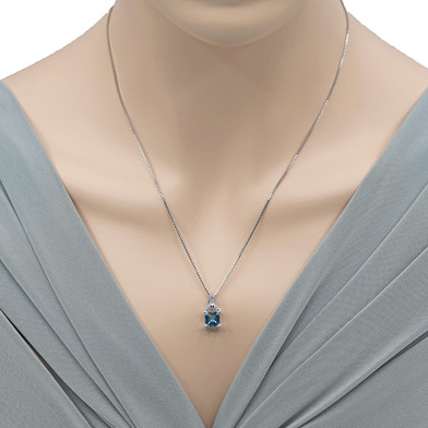 Swiss Blue Topaz Sterling Silver Portico Pendant Necklace