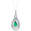 Tear Drop Simulated Emerald Sterling Silver Glamour Pendant Necklace
