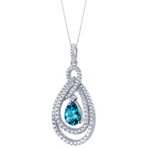 Tear Drop Simulated Alexandrite Sterling Silver Glamour Pendant Necklace