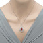 Tear Drop Created Padparadscha Sapphire Sterling Silver Glamour Pendant Necklace