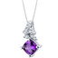 Amethyst Sterling Silver Flair Pendant Necklace